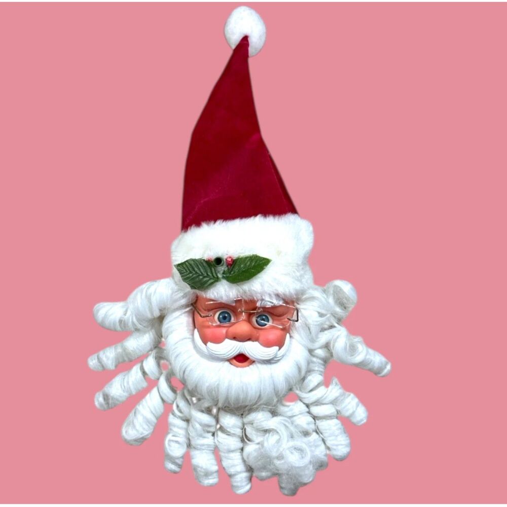 Vintage Motion Sensor Talking Santa Head Animated Musical Wall Decor Xmas